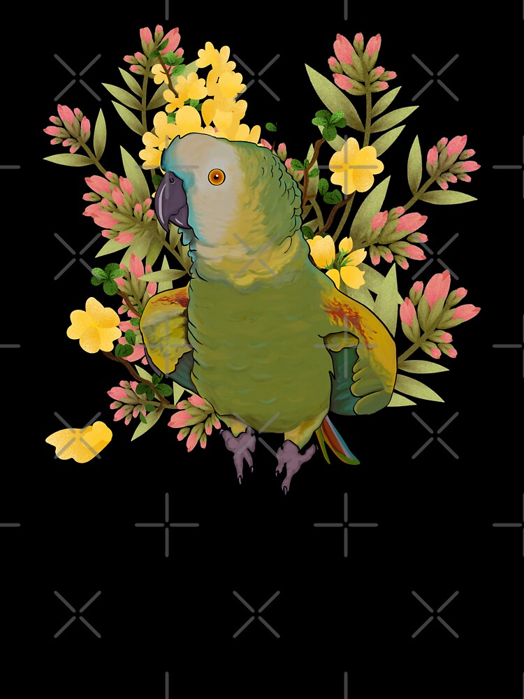 Floral Blue Fronted Amazon Parrot by Zurickdesigns