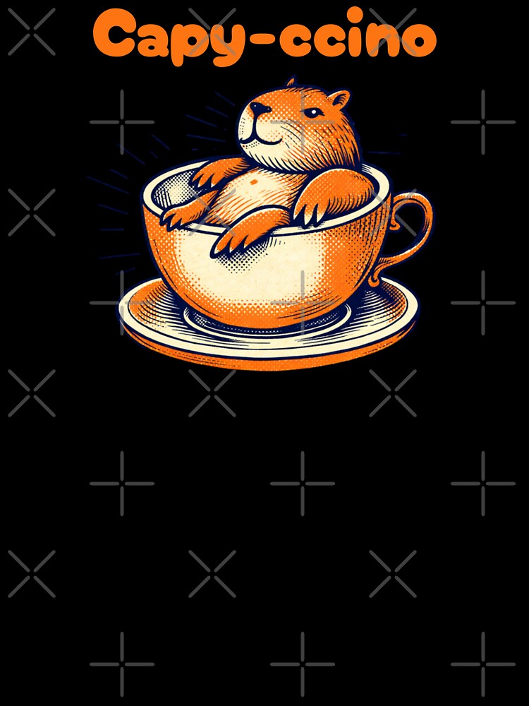 Capy-ccino Funny Coffee Meme – Retro Capybara Cappuccino Pun Art by FIREDesignsPOD