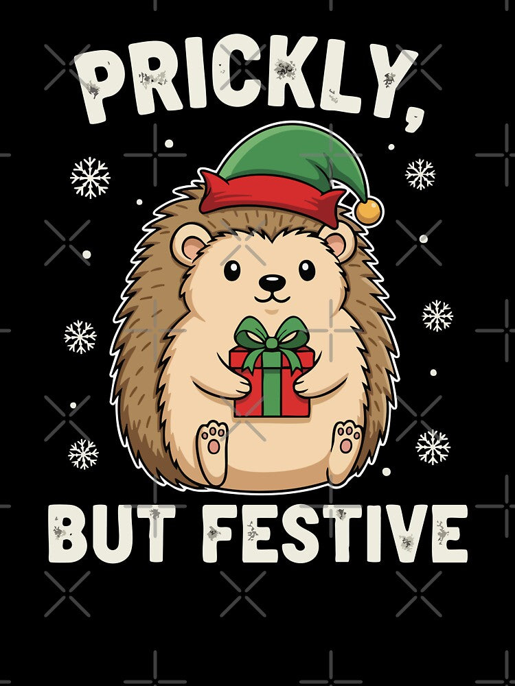 Prickly But Festive – Cute Hedgehog Christmas Design for Holiday T-Shirts, Hoodies & Gifts by graphicnew