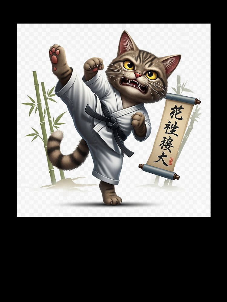Funny Tabby Cat Karate Master High Kick Design for Cat Lovers by Vibe-Studio
