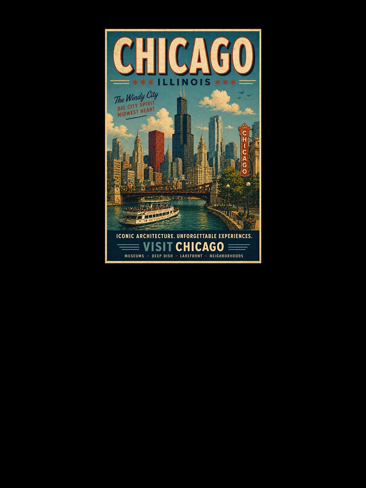 Chicago Retro travel poster by JBWphotos