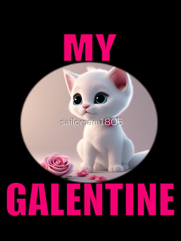 Super cute pink Roses and Soft Super Cute white kitten on Galentines day and Galentines party, gift idea for Galentines day by sailorsam1805