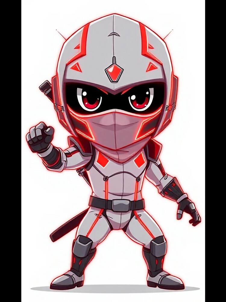 Chibi Cyber Ninja in Neon Red Armor – Futuristic Samurai Style by ShadowTek