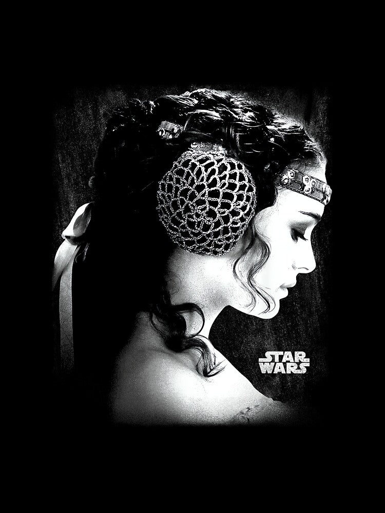 War with Padme Amidala Black & White Side Profile Portrait by CherylCGarrison