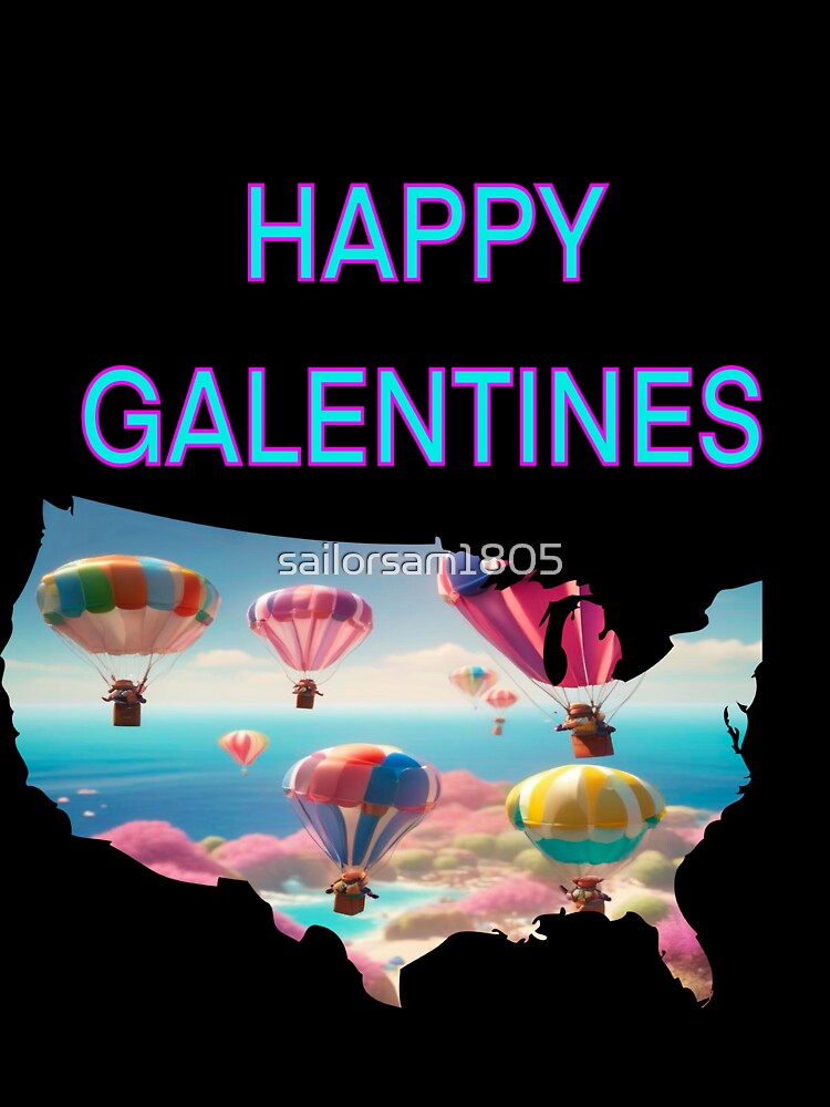A very Colorful Parachuting Happy Galentines card, perfect gift idea for Galentines day by sailorsam1805