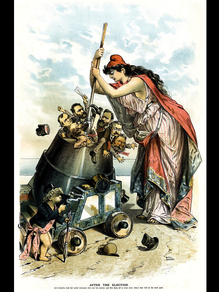 1888 Anti US Labor Party Cartoon by historicimage
