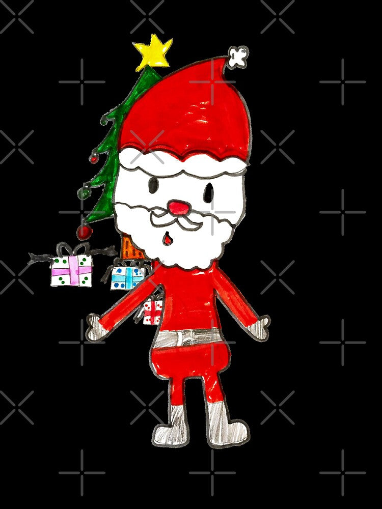 Hand-Drawn Santa Next to Christmas tree and presents by Shop4Gamers