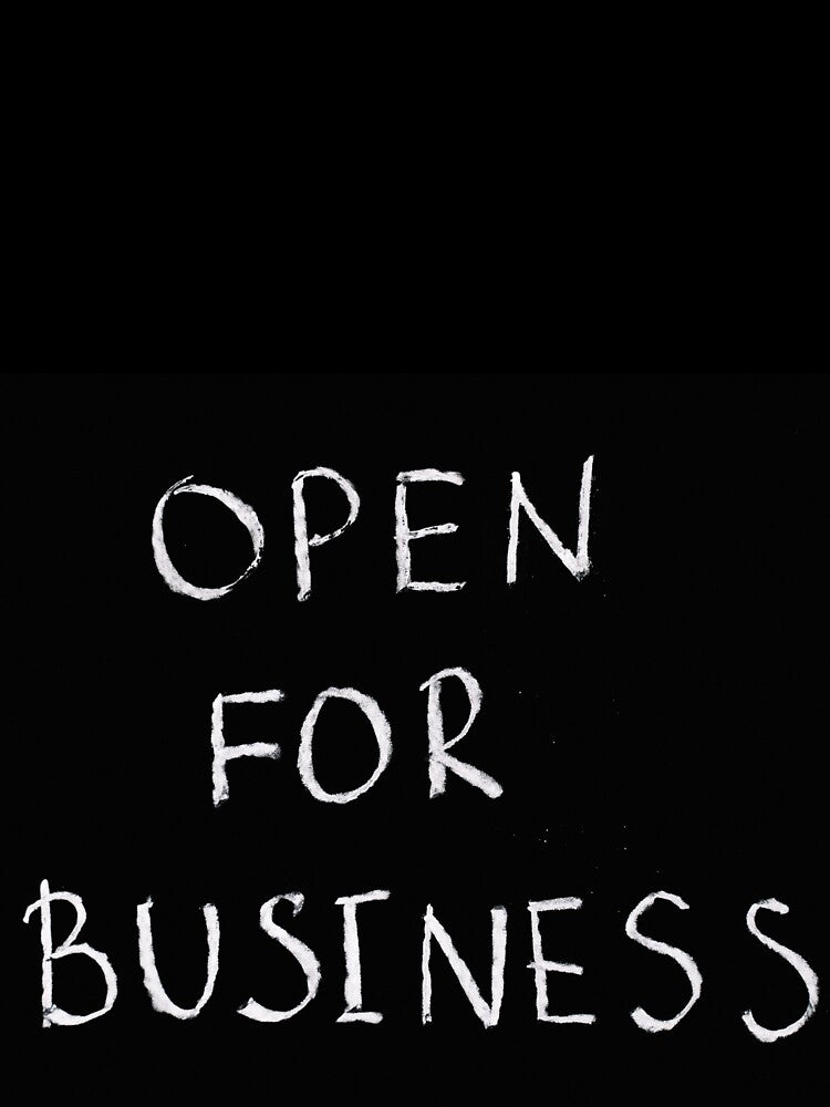 Motivation phrase, open for business, affirmation. by brnlz