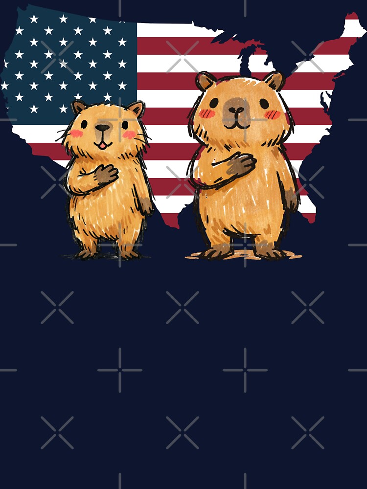 Patriotic Capybaras 4th of July - Cute USA Flag Aesthetic by FIREDesignsPOD