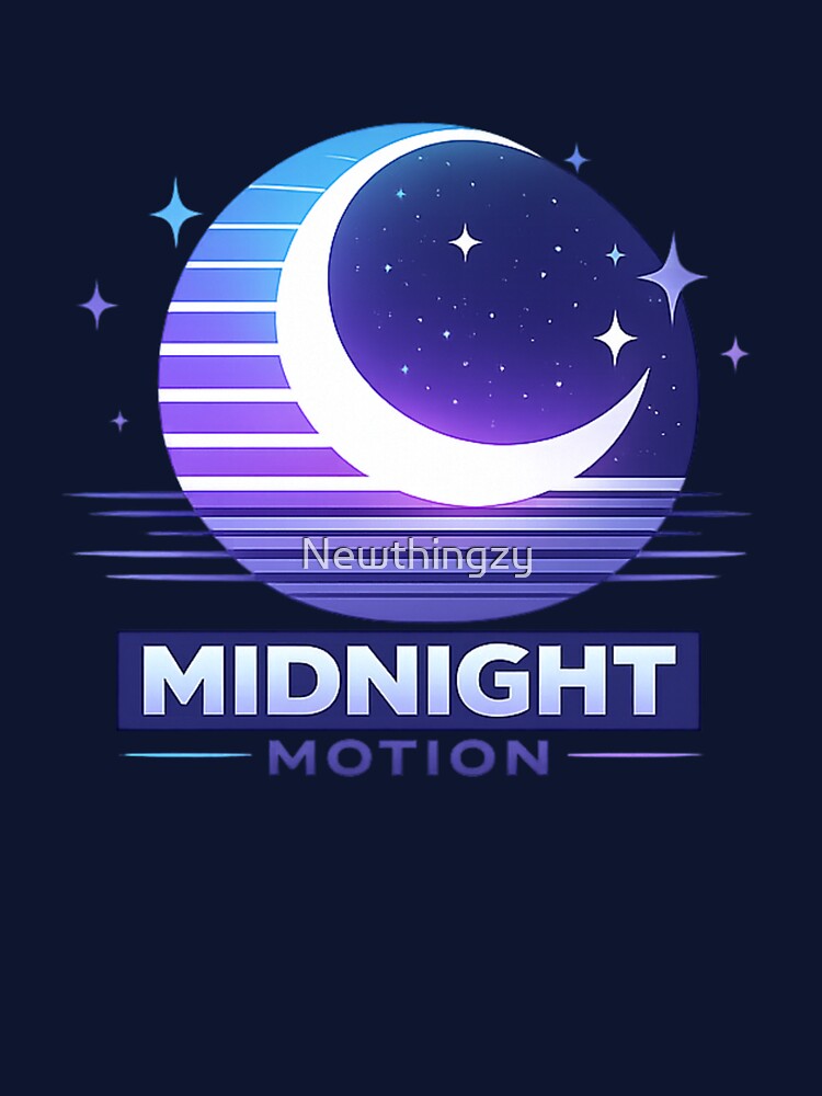 Midnight Motion Retro Moon and Stars Minimalist 80s Vector T-Shirt Design by Newthingzy