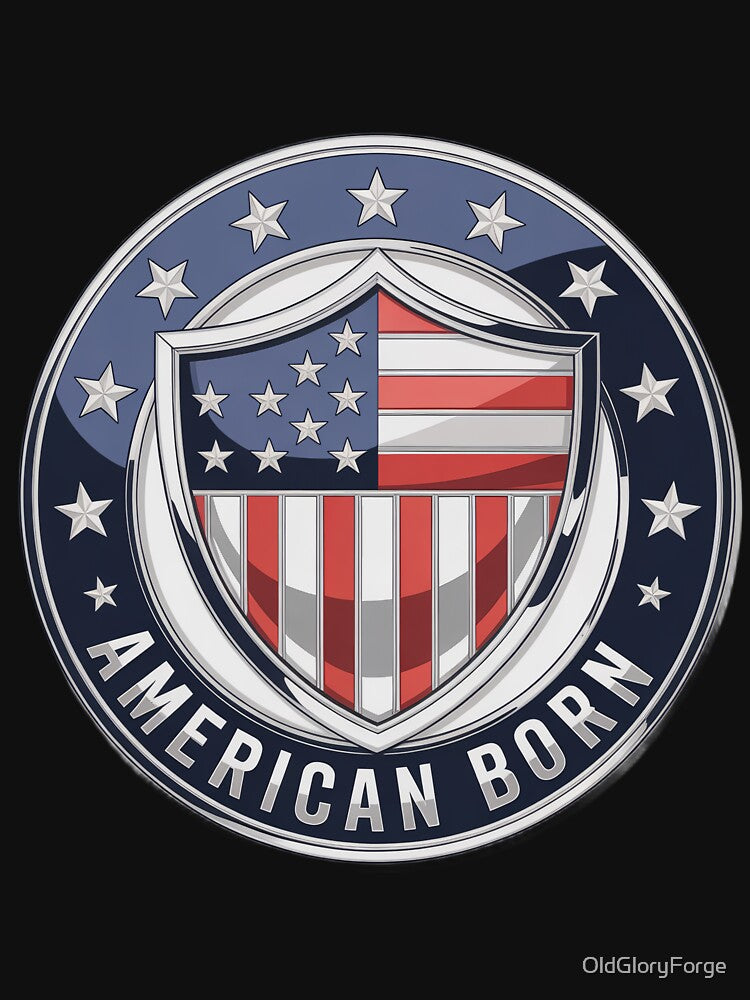 American Born Chrome Shield Patriotic Star Ring Emblem by OldGloryForge