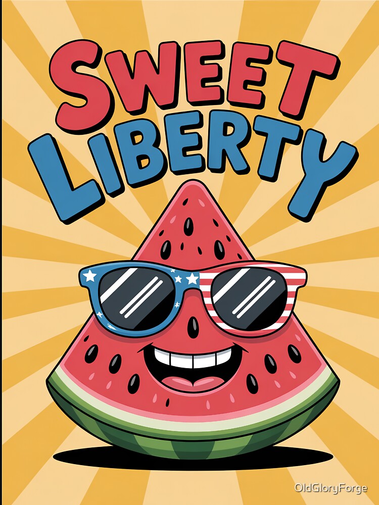 Sweet Liberty – Patriotic Watermelon Cartoon by OldGloryForge