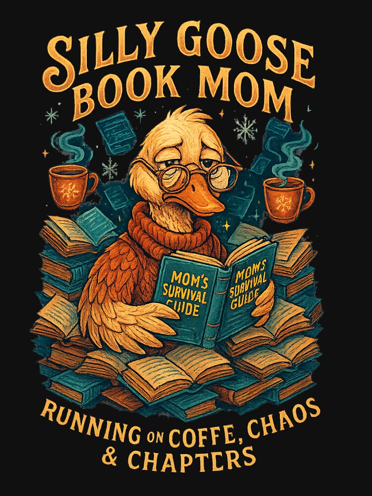 Silly Goose Book Mom Tee – Chaos & Chapters Edition Sticker by GeniePixel