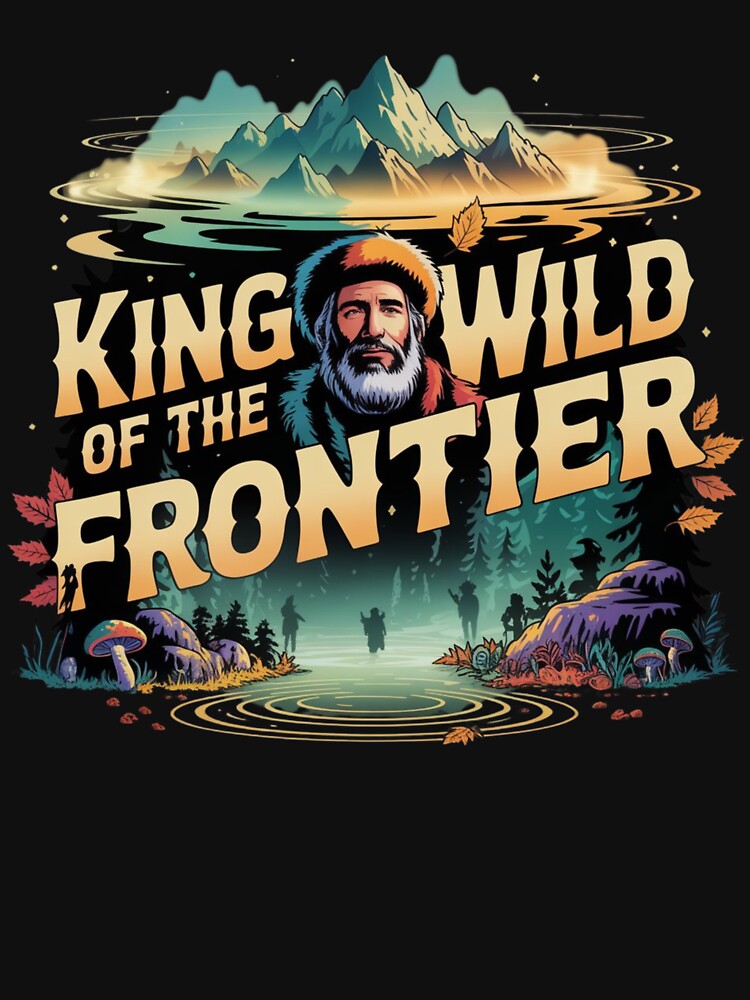Davy Crockett King of the Wild Frontier Surreal Sticker - Cyberpunk Wilderness Adventure T-Shirt with Goblincore Twist by GeniePixel