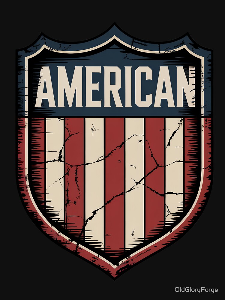 Rugged USA Shield Vintage Distressed Patriotic Badge by OldGloryForge