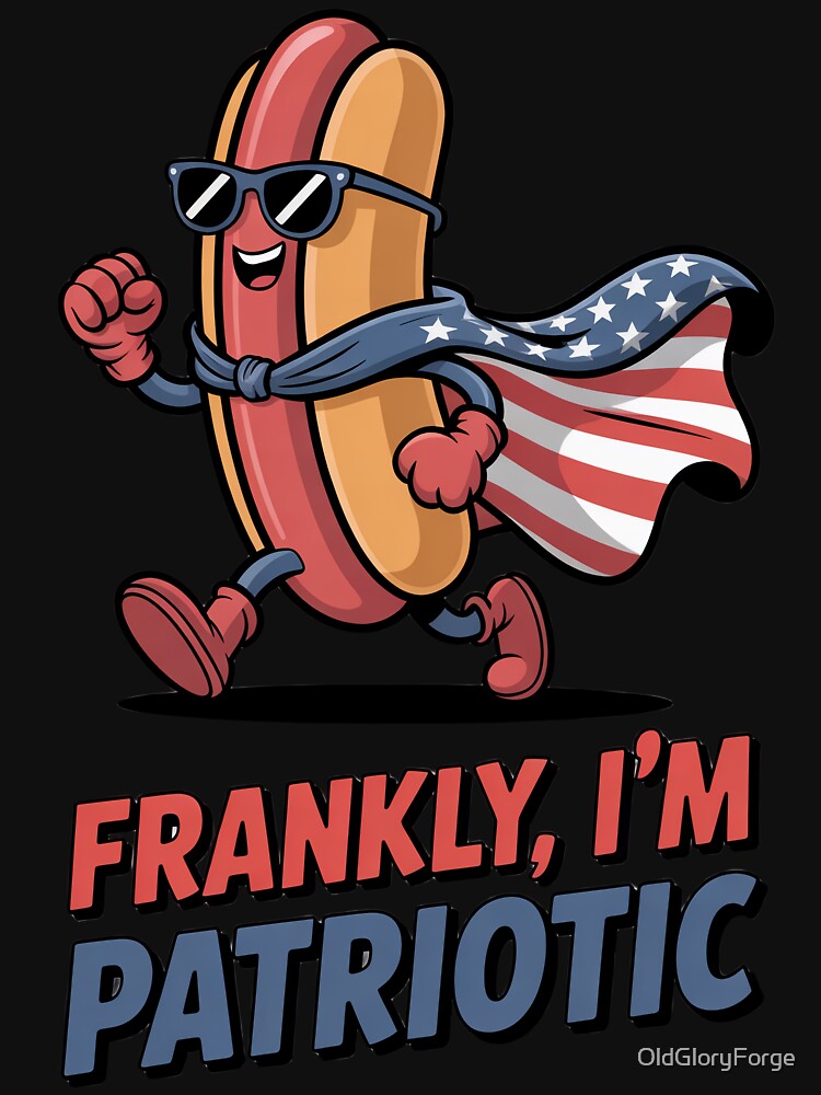 Frankly, I’m Patriotic – Superhero Hot Dog Cartoon by OldGloryForge