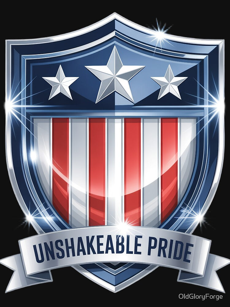 Unshakeable Pride Chrome Shield Patriotic Star Emblem by OldGloryForge