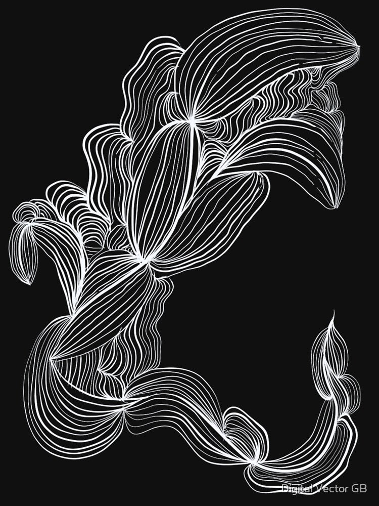 Flowing Floral Ribbon Negative Line Art by Digital Vector GB