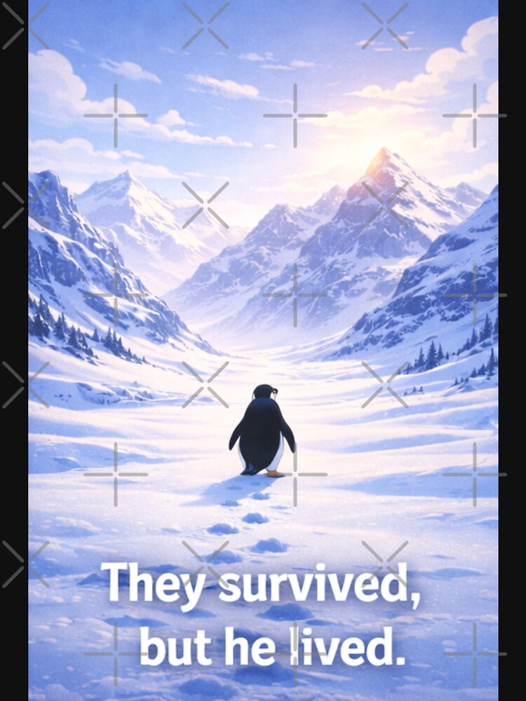 They Survived, But He Lived | Nihilist Penguin Meme | Existential Antarctic Penguin by boldstuffshop