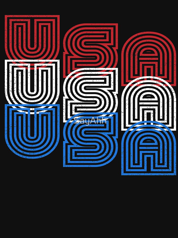 USA Retro Distressed Seventies Logo Red White Blue by SayAhh