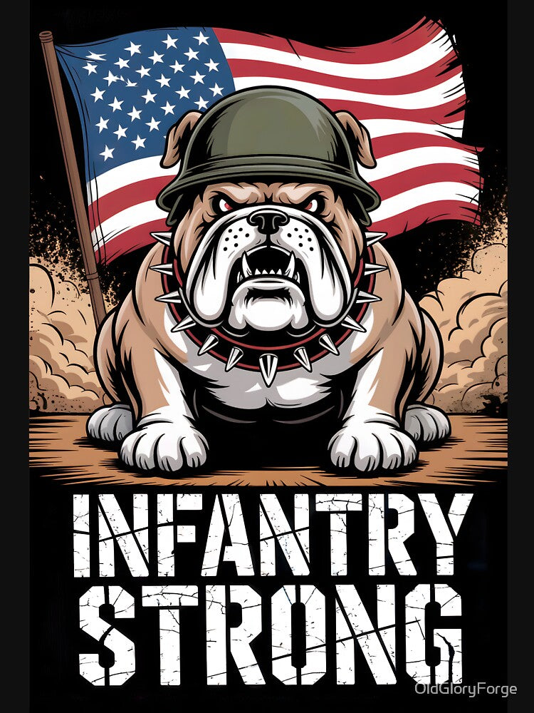 Military Bulldog USA Infantry Strong by OldGloryForge