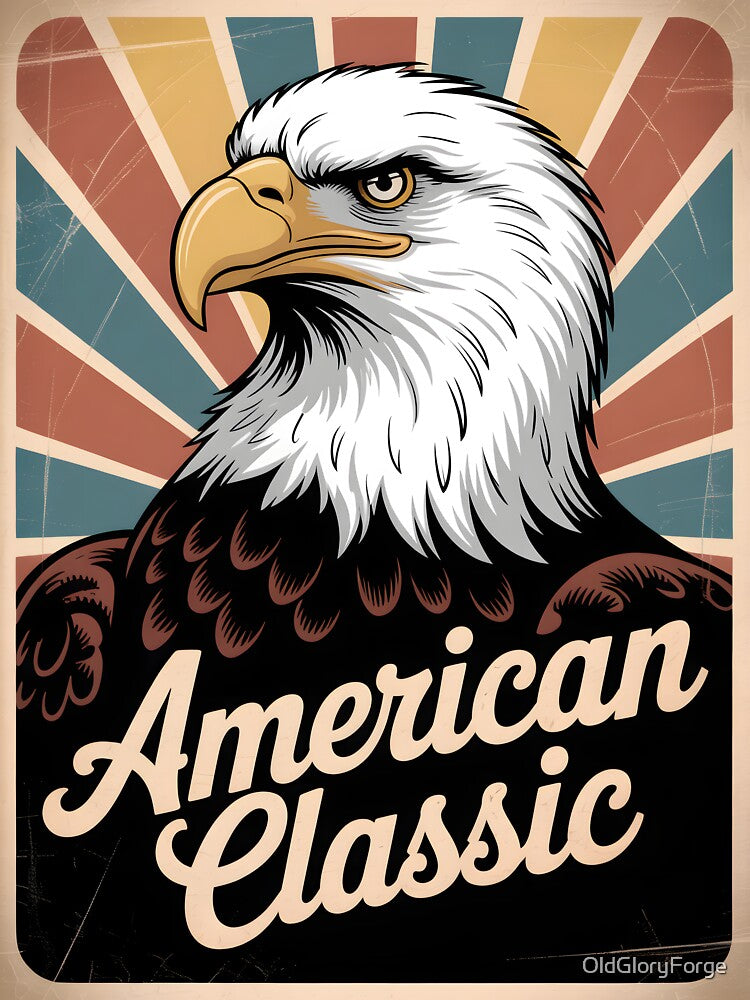Vintage 1970s Bald Eagle — Retro Americana Sunburst Art by OldGloryForge
