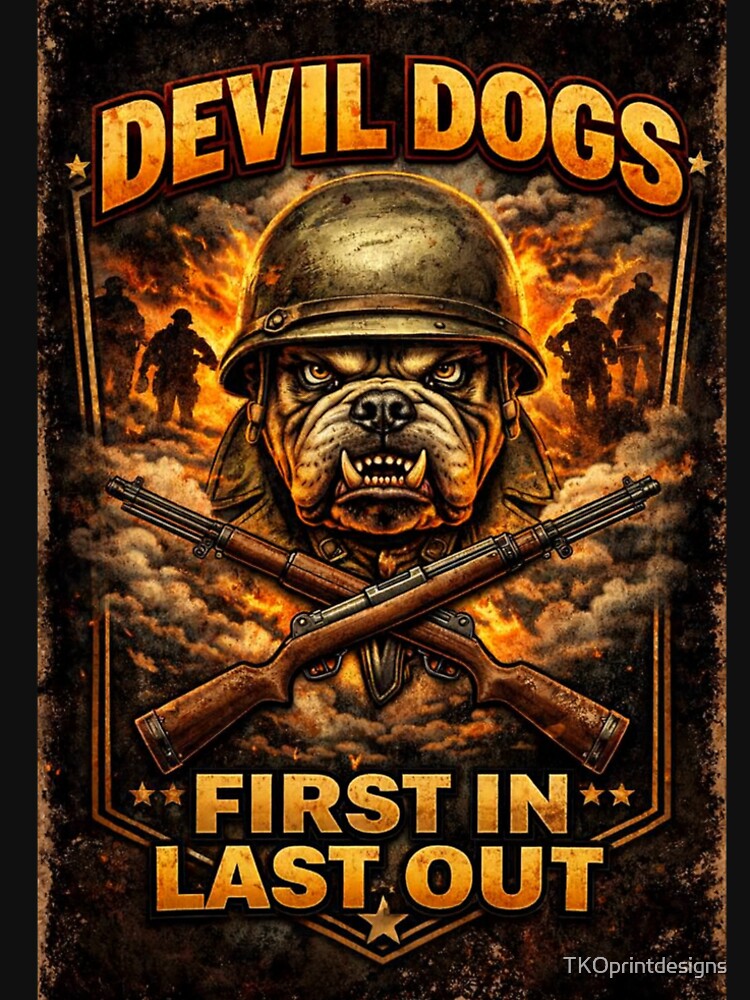 Devil Dogs – First In, Last Out Battlefield Bulldog Emblem by TKOprintdesigns