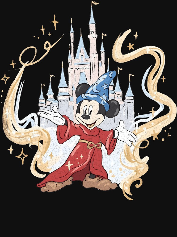 Magic Mouse Wizard Fantasy Castle Illustration Dreamy Theme Park Aesthetic Classic T-Shirt by RRMadeArt