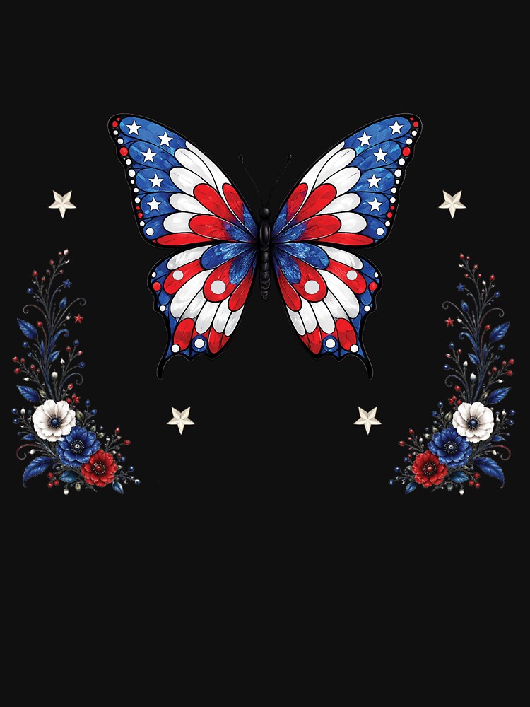 Red White Blue Butterfly Art by Artishal