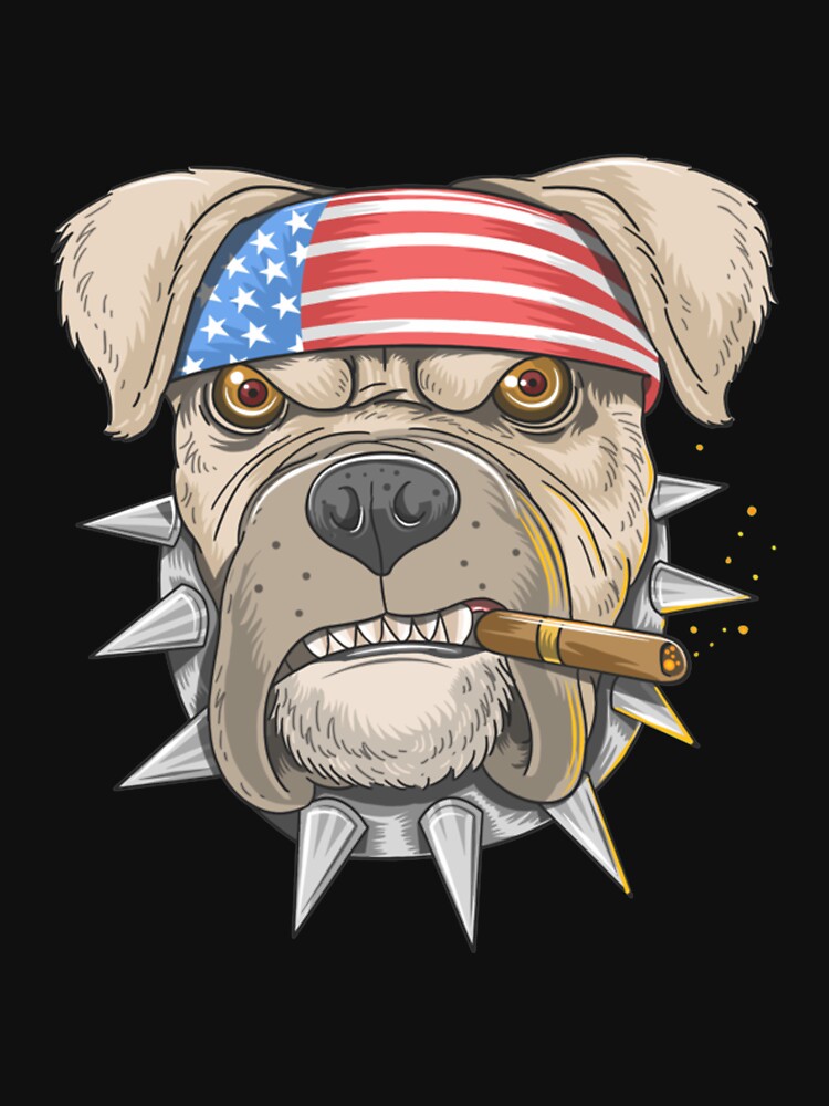 American Pitbull Terrier Dog Retro Vintage USA Flag  Cigar Pullover by sara4ly