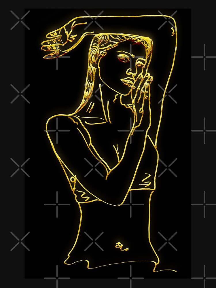 lady line art golden illustration by KARTICK DUTTA