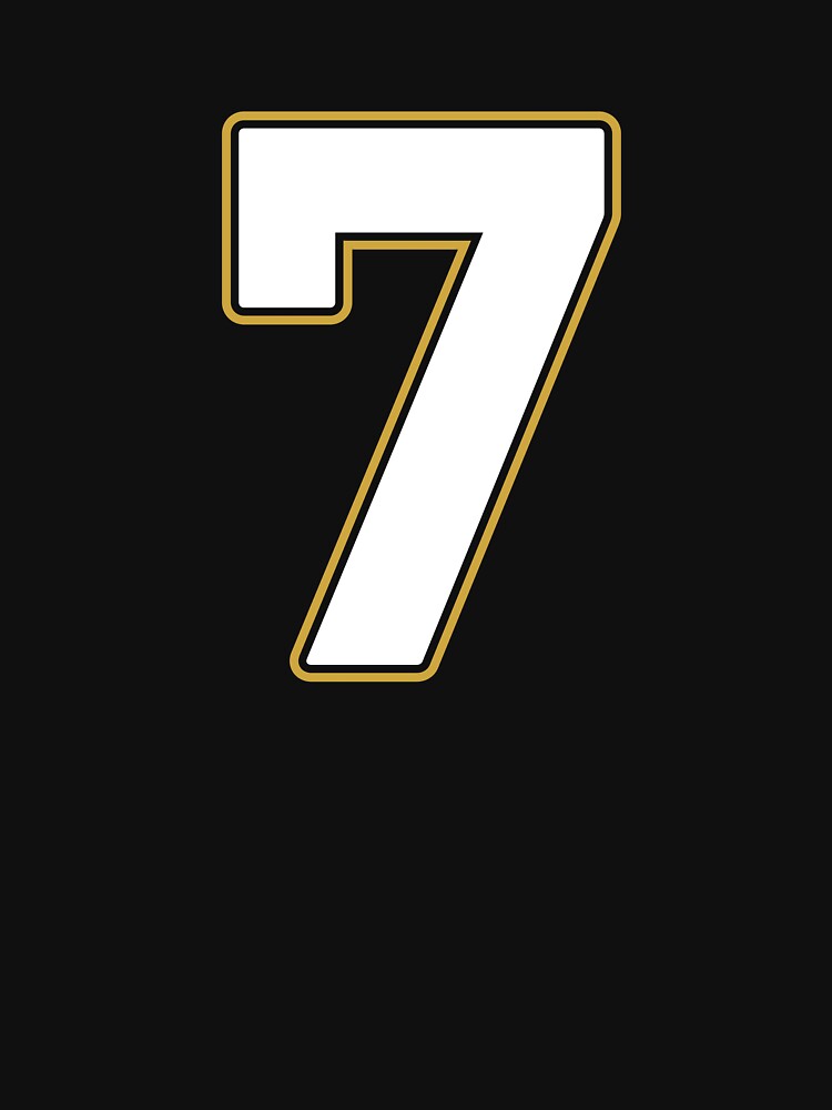 Jersey Number 7 / Player Shirt Number Seven (White with Gold Outline) by STUDIO-72