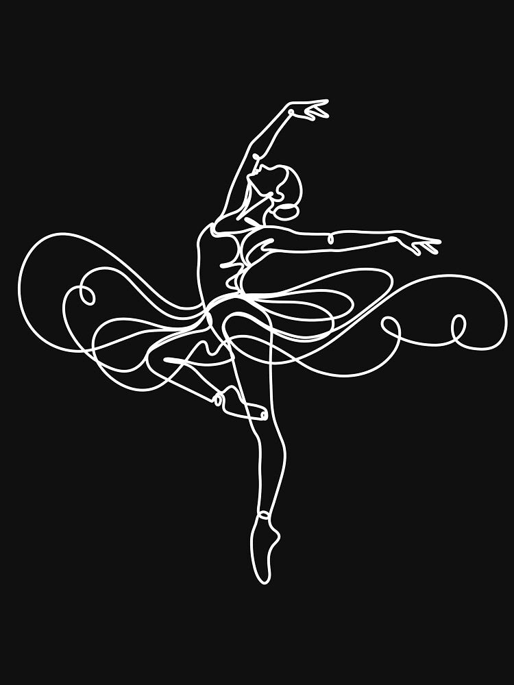 White One Line Drawing - Dancing Ballerina by altandesign