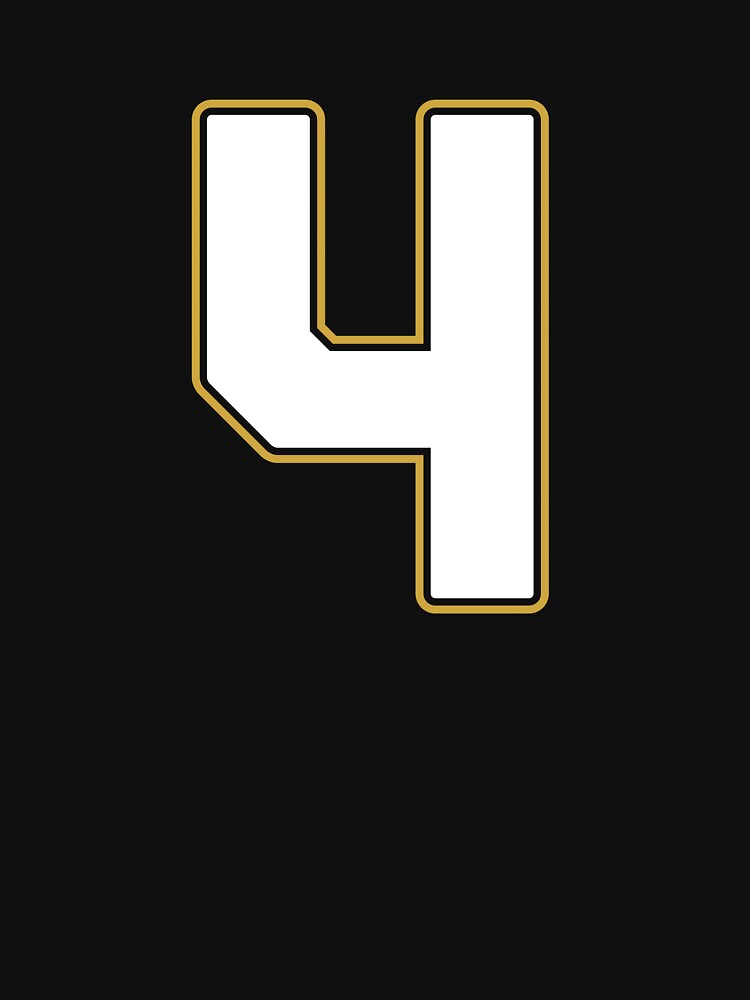 Jersey Number 4 / Player Shirt Number Four (White with Gold Outline) by STUDIO-72