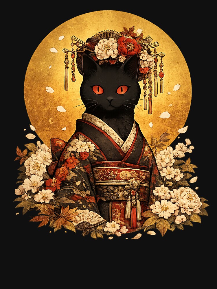 Japanese Black Cat Kimono by afr-saad
