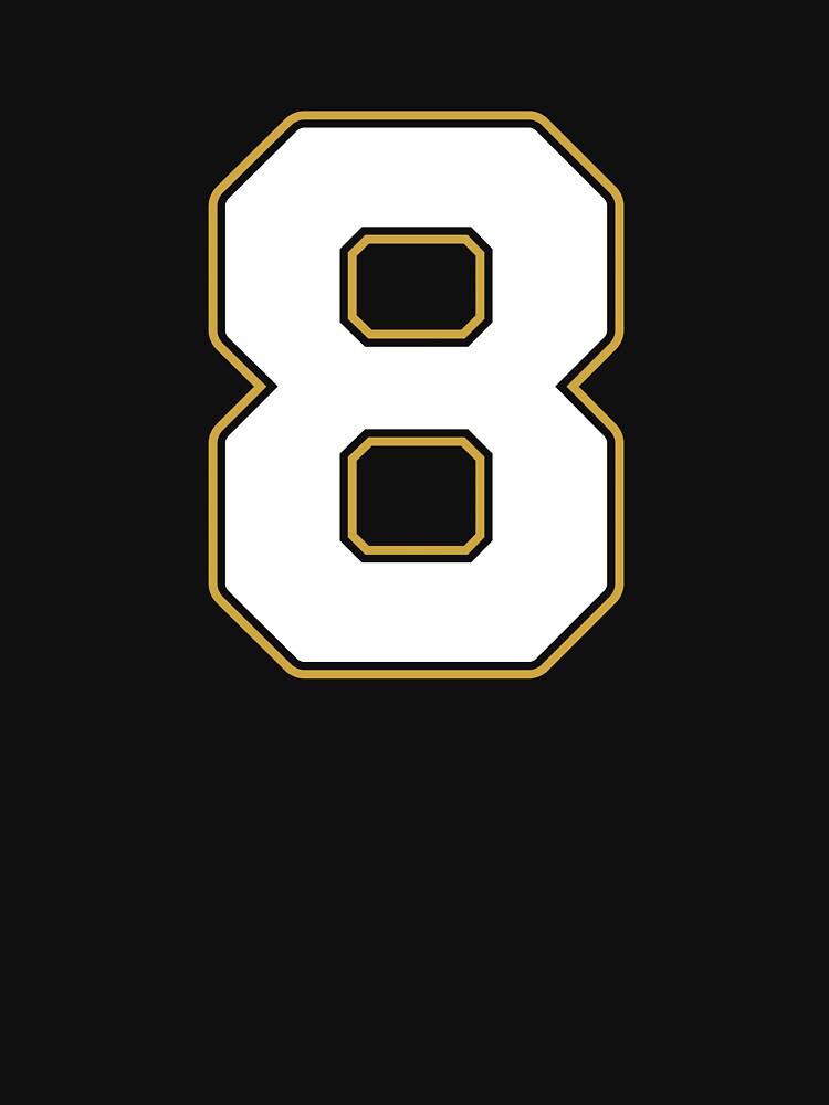 Jersey Number 8 / Player Shirt Number Eight (White with Gold Outline) by STUDIO-72