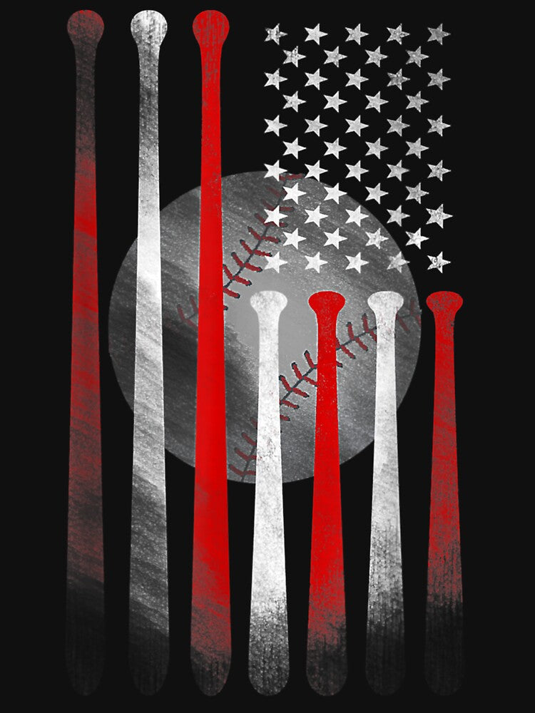 American Flag Vintage Baseball Flag by Wendiart