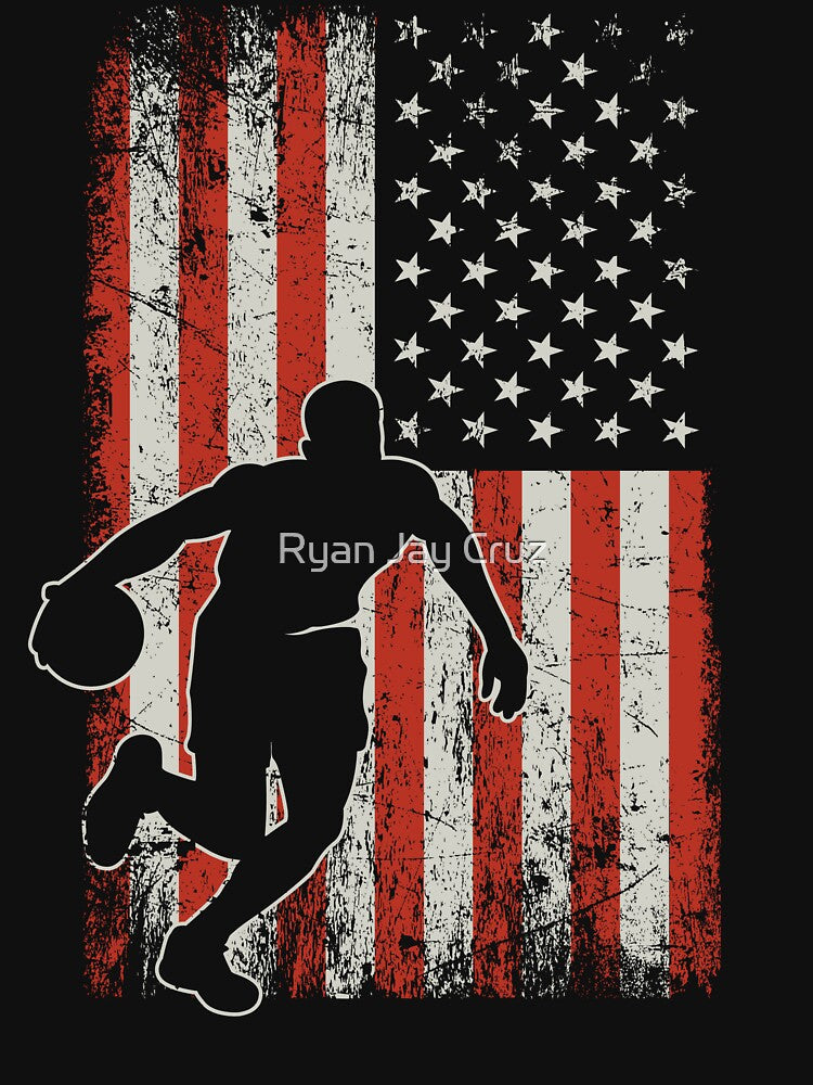 Vintage USA Flag Basketball Player by Ryan Jay Cruz