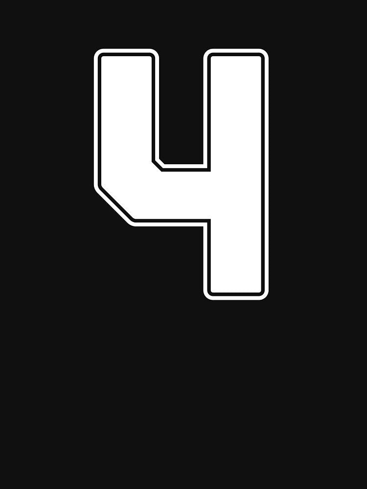 Jersey Number 4 / Player Shirt Number Four (White with White Outline) by STUDIO-72