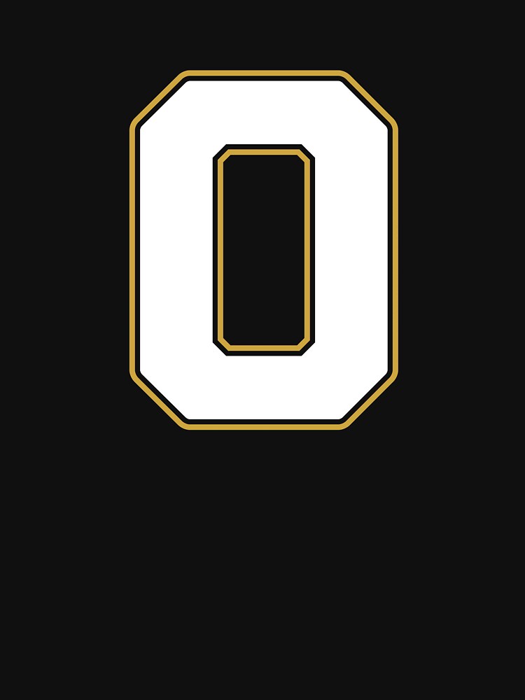 Jersey Number 0 / Player Shirt Number Zero (White with Gold Outline) by STUDIO-72