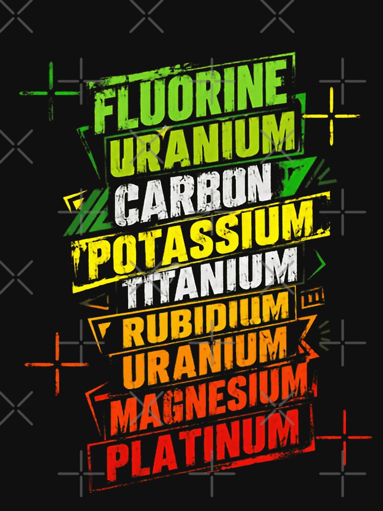 Fluorine Uranium Carbon Potassium Titanium Rubidium Uranium Magnesium Platinum Chemistry Elements Science Periodic Table by HumansStuck12