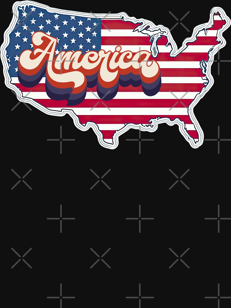 Retro America Script USA Map Flag Design — Vintage Patriotic American Graphic by GFamilyC