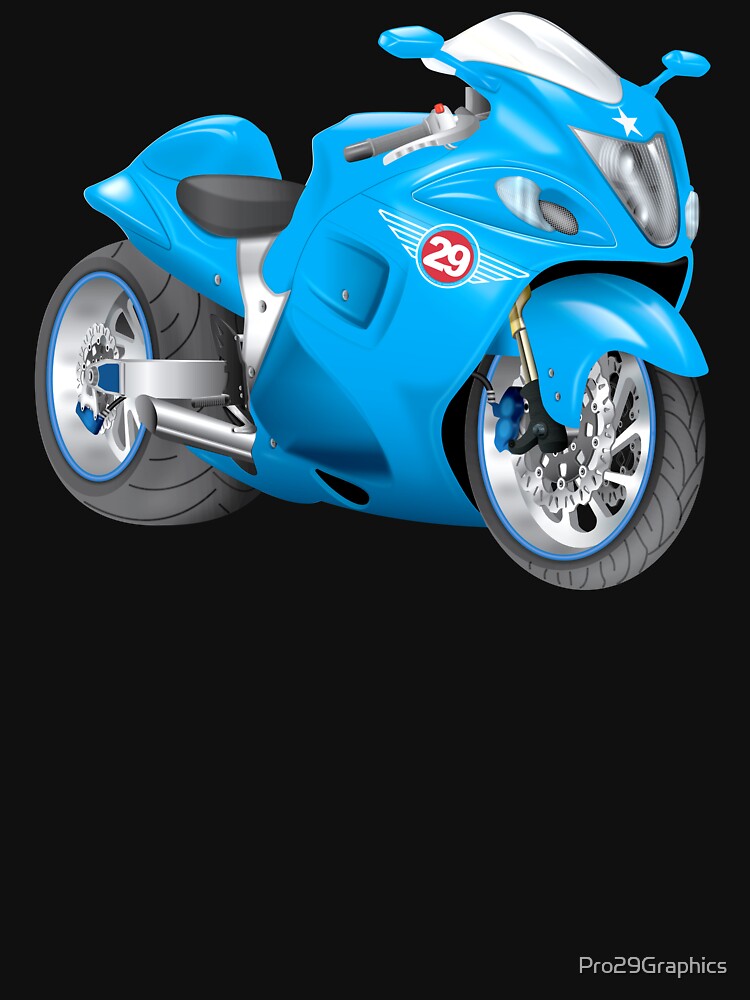 Blue Hayabusa Style Fat Tire Street Bike Motorcycle by Pro29Graphics