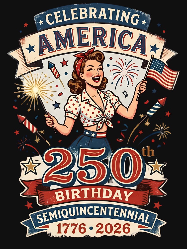 Vintage 1950s Patriotic Pinup Girl - USA 250th Anniversary by The-HistoryGirl