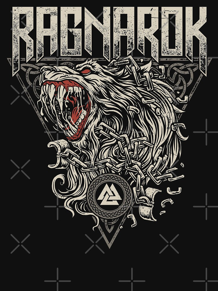 Fenrir Ragnarok Norse Viking Wolf Valknut Knotwork Mythology by BluePagan