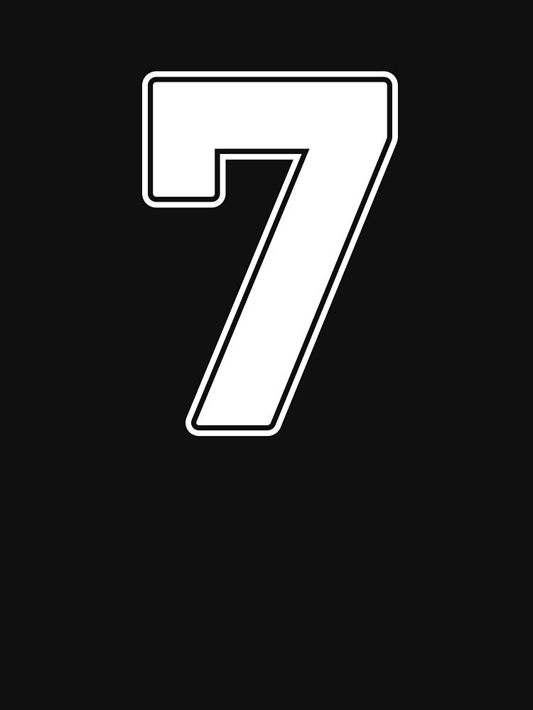 Jersey Number 7 / Player Shirt Number Seven (White with White Outline) by STUDIO-72