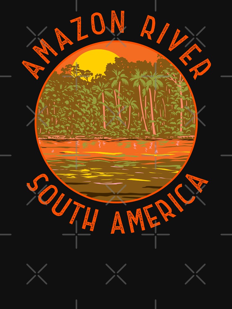 Amazon River Sunset South America Retro Distressed Circle by KrisSidDesigns