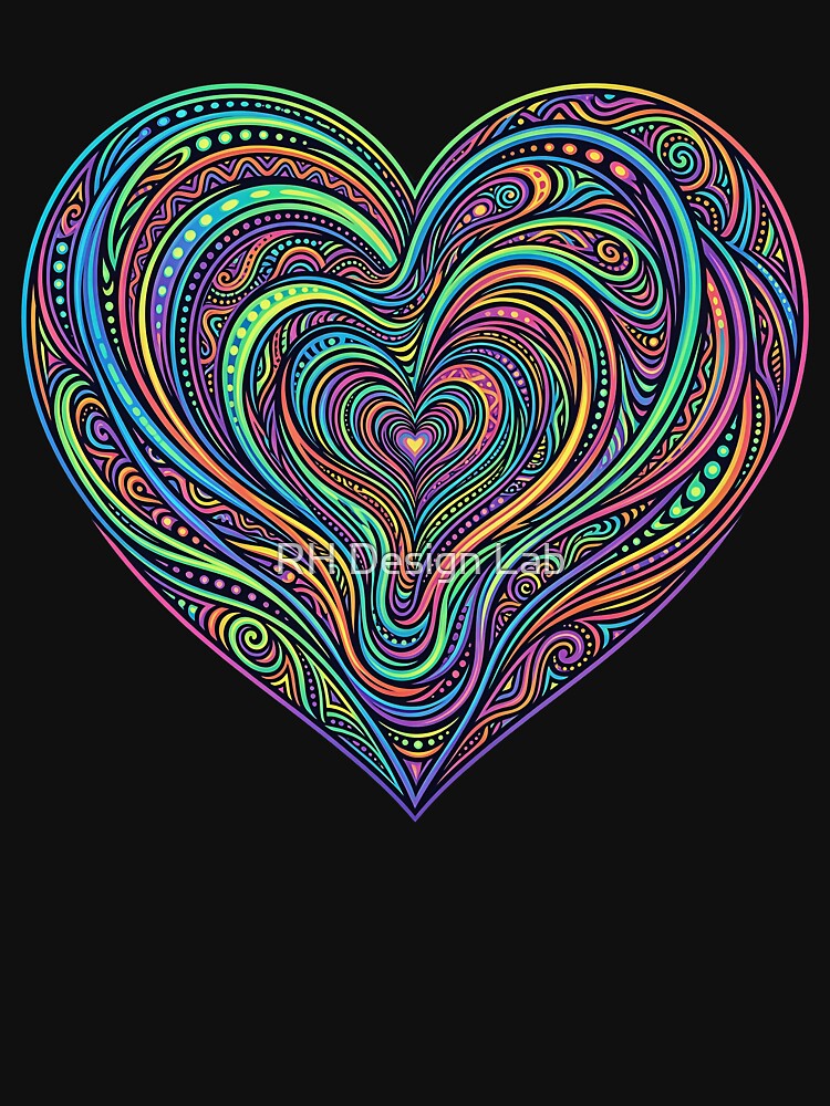 Psychedelic Love – Trippy Heart Waves by RH Design Lab