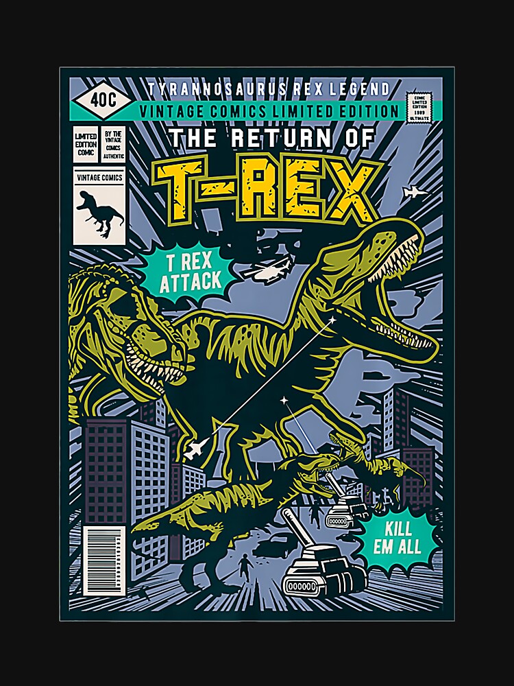 TRe Dinosaur Attack Comic Book Retro Fantasy Cartoon Kids Premium by alarmbitter