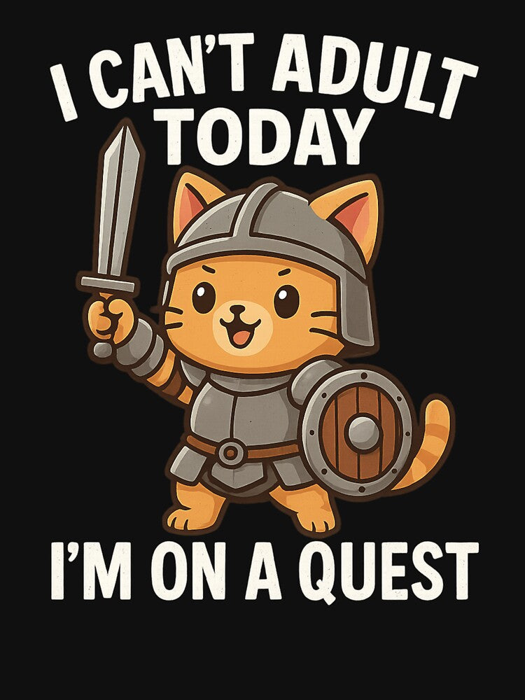 "I Can't Adult Today, I'm On a Quest" Funny Cat Gamer – Perfect Gift for Boyfriend or Dad by ContTraders